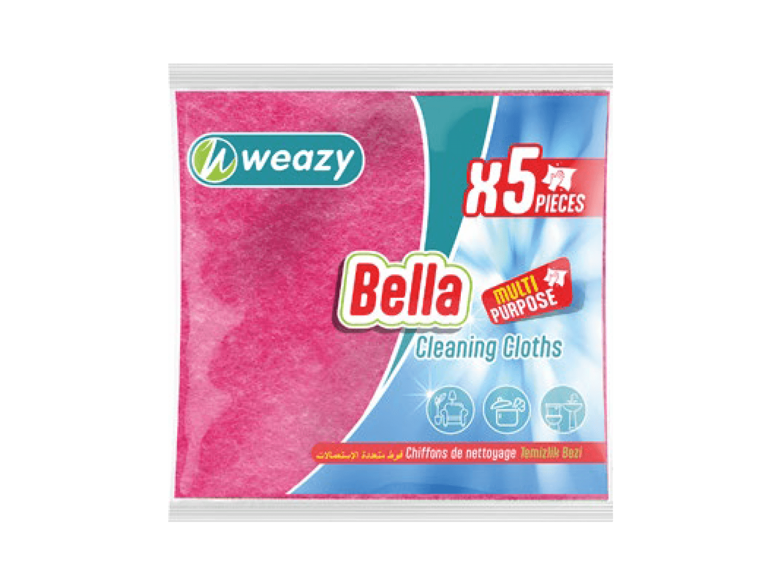 Bella 5Pcs All-Purpose Synthetic Cleaning Wipes  34X35Cm