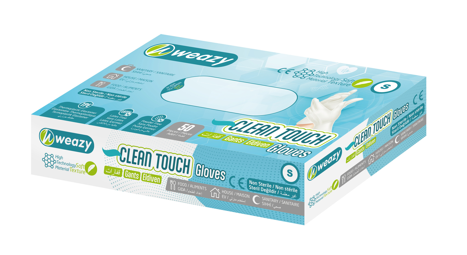 Clean Touch Gants multi-usages 50 Pièces (S)
