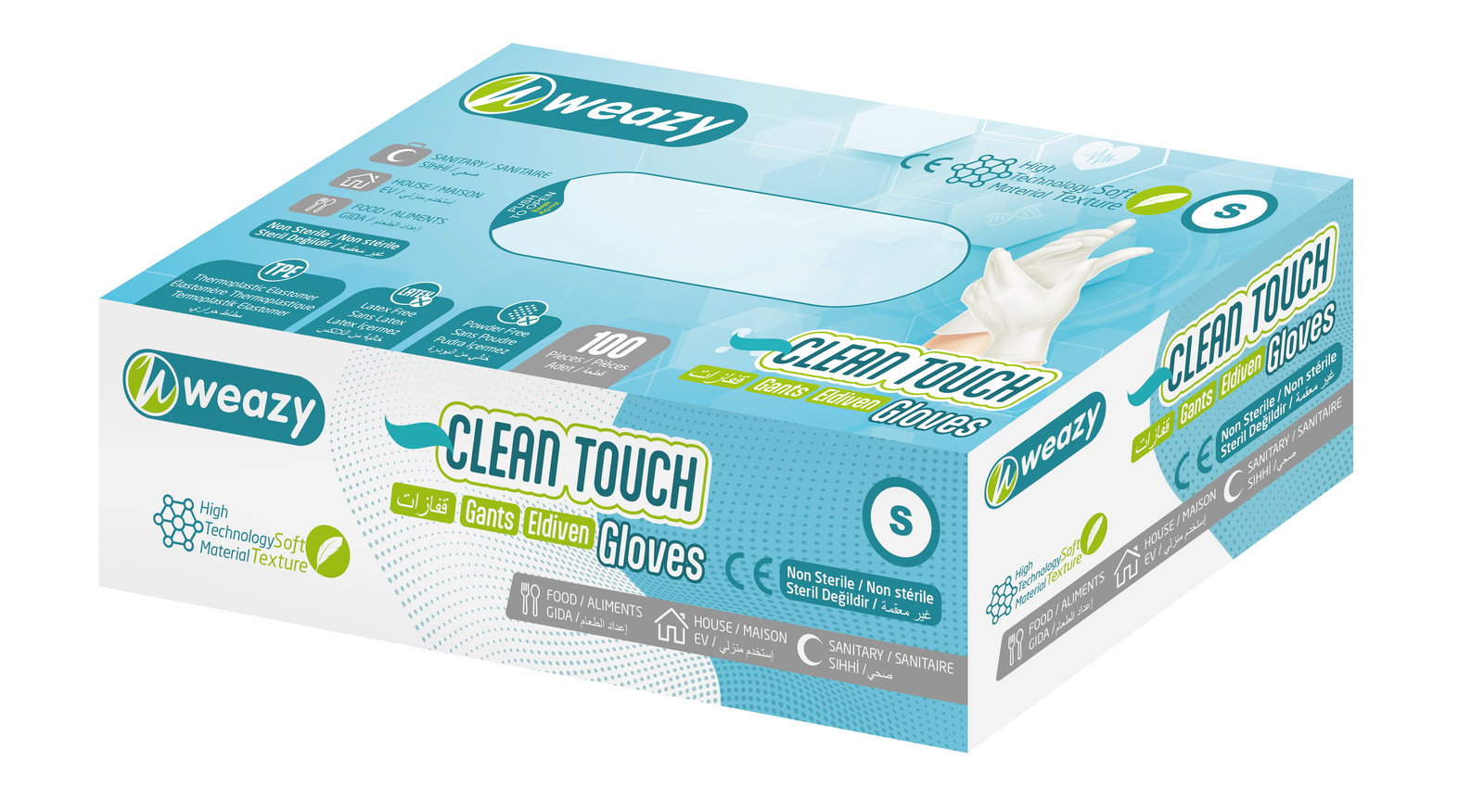 Clean Touch Gants multi-usages 100 Pièces (S)