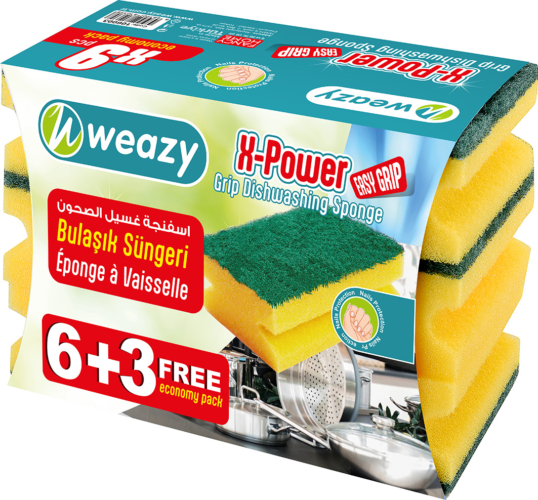 Xpower  9Pcs Grip Scouring Sponge